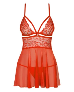 Obsessive - Babydoll Set - Rood