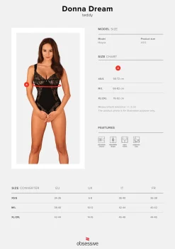 Obsessive - Body Donna Dream avec entrejambe ouvert - Noir