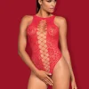 Obsessive - Body ouvert à l'entrejambe - Rouge