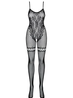 Obsessive - Body sans entrejambe effet jarretière - Noir