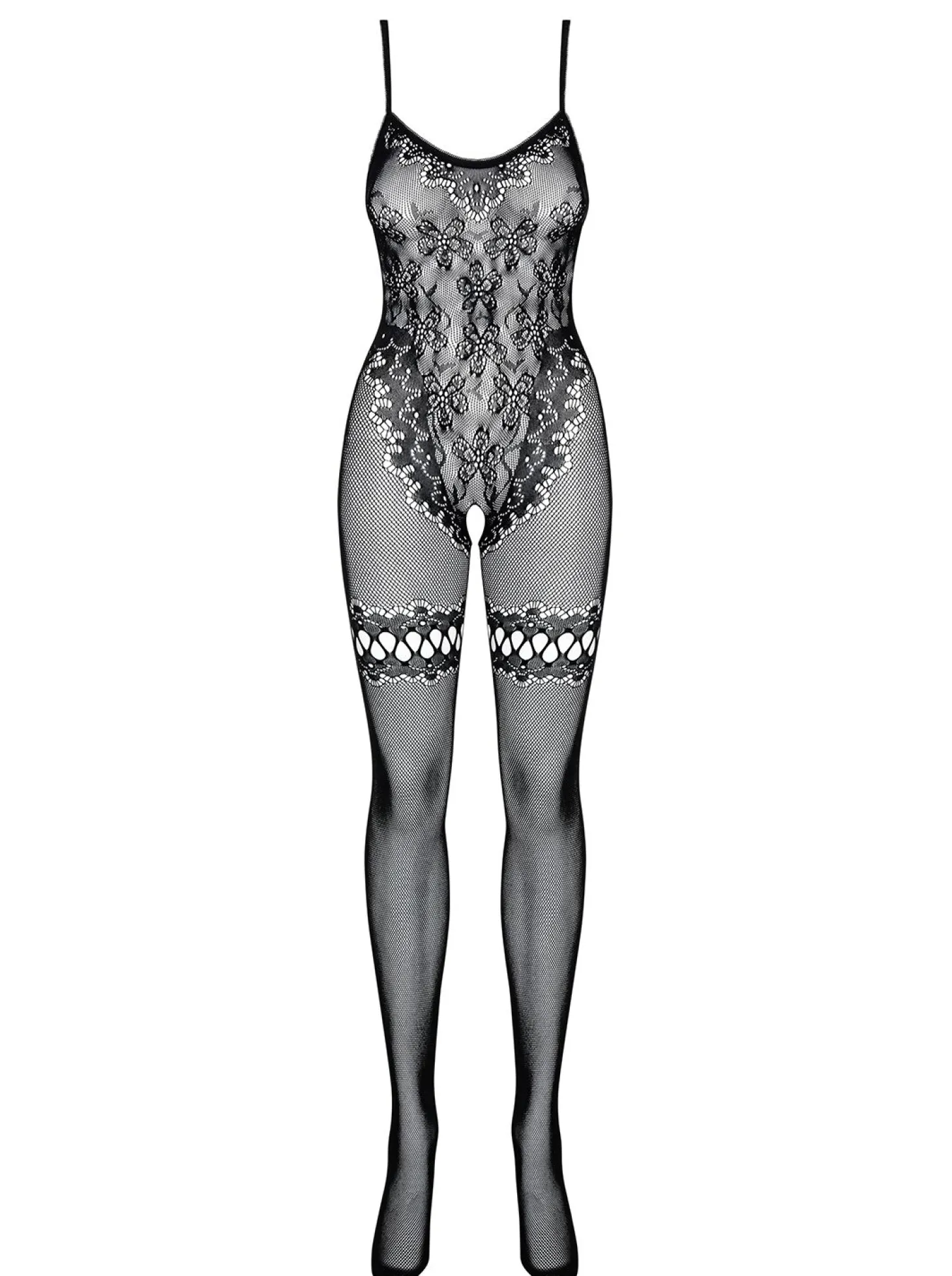 Obsessive - Body sans entrejambe effet jarretière - Noir