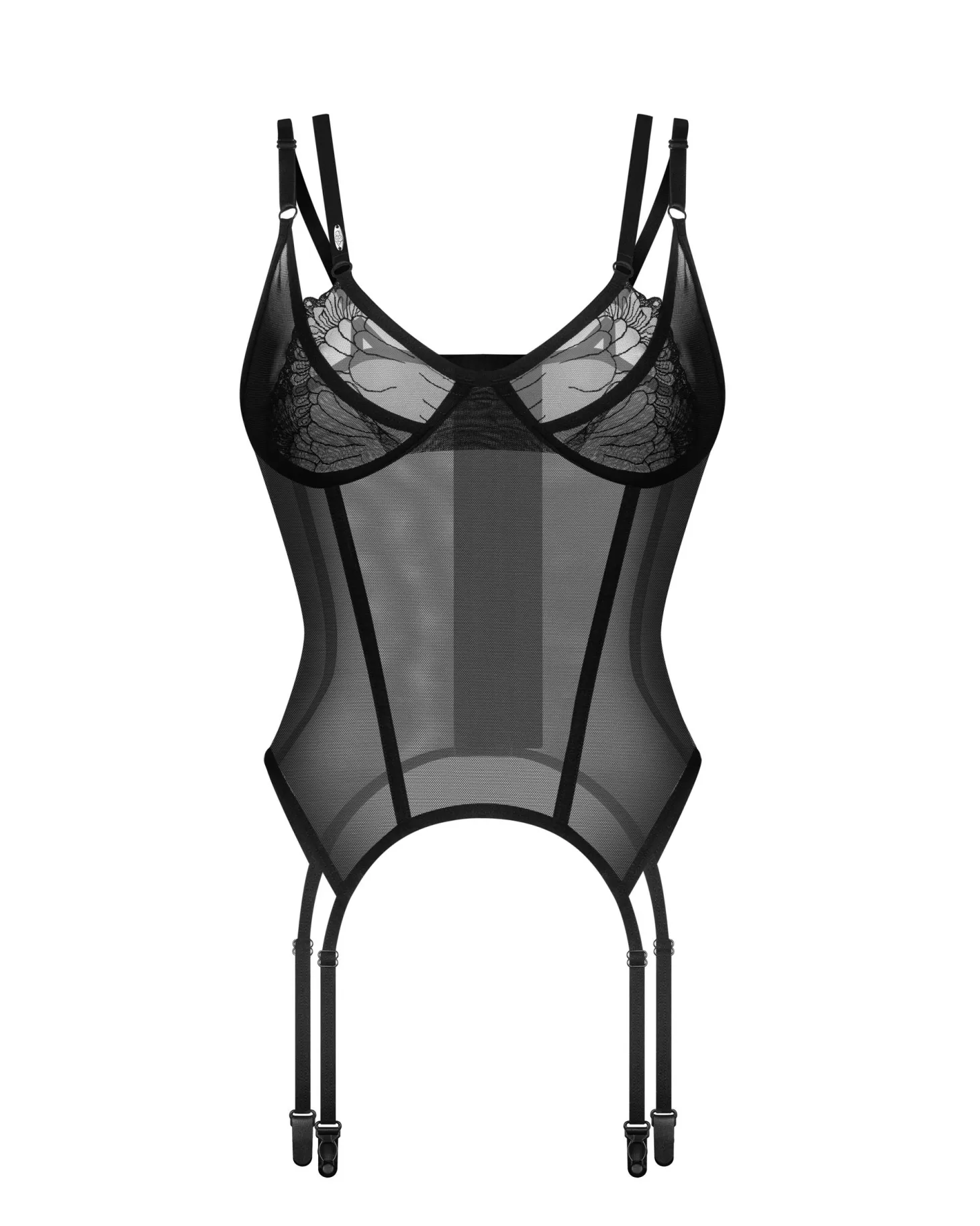 Obsessive - Corset transparent "Arrowel" - Noir