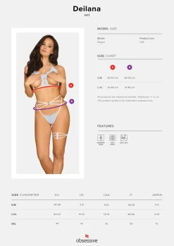 Obsessive - Deilana Ensemble soutien-gorge sexy à bonnets ouverts - Bleu/Blanc