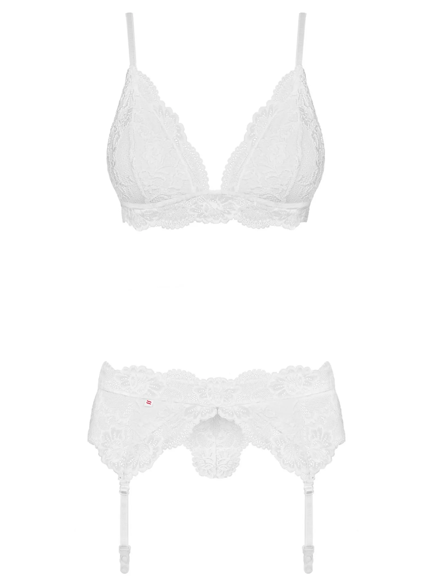 Obsessive - 3-Delige Kanten Jarretel Set - Wit