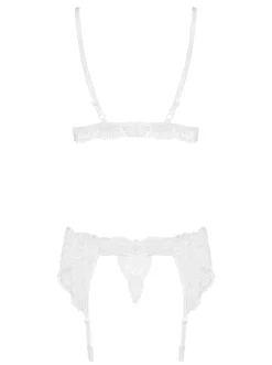 Obsessive - 3-Delige Kanten Jarretel Set - Wit