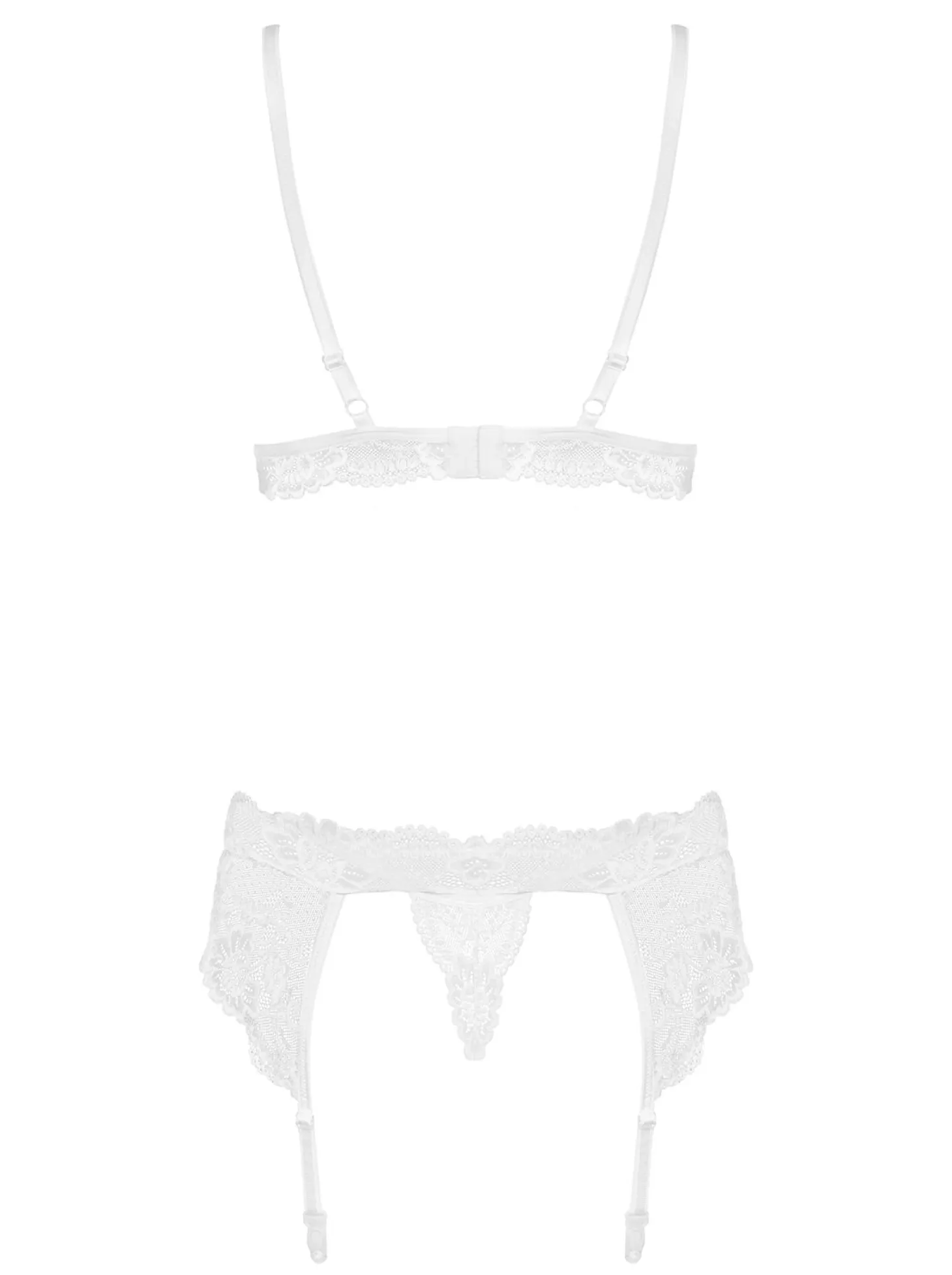 Obsessive - 3-Delige Kanten Jarretel Set - Wit