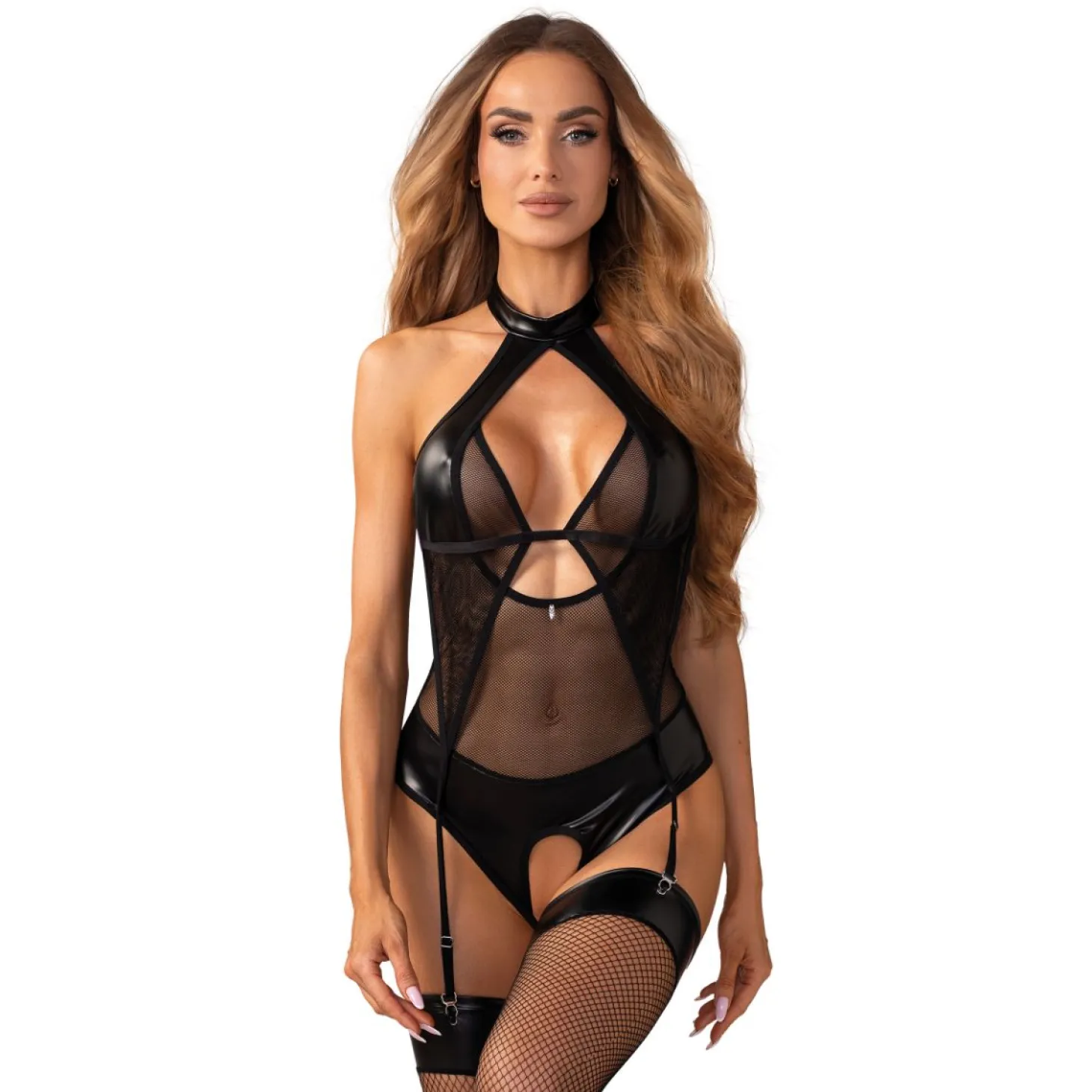Obsessive – Dominna Crotchless Teddy – Black