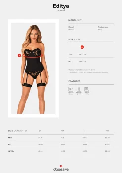 Obsessive - Editya Somptueux corset avec jarretelles - Noir