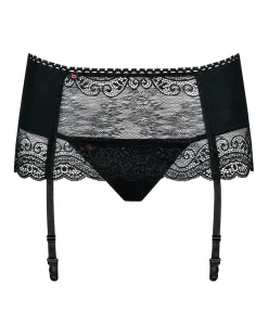Obsessive - Miamor Jarretel Gordel Met String - Zwart