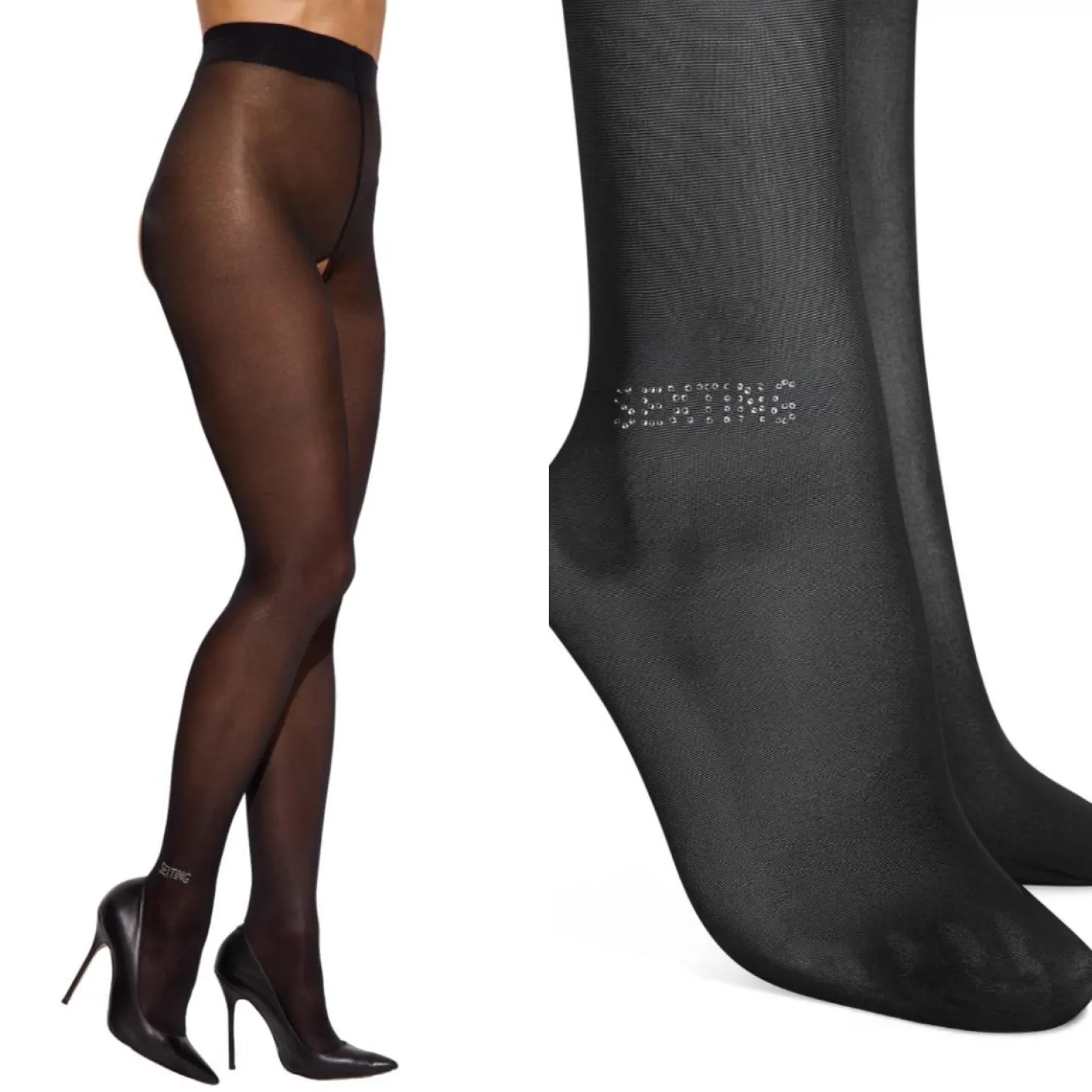 Obsessive - Norless Sexy Collant Ouvert - Noir