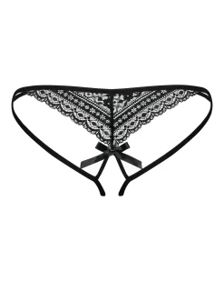 Obsessive - Picantina String ouvert à l'entrejambe - Noir