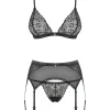 Obsessive - Shibu Ensemble 3 pièces avec soutien-gorge - Noir