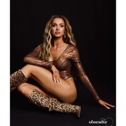 Obsessive – Soranna Teddy Ouvert Manches Longues – Marron