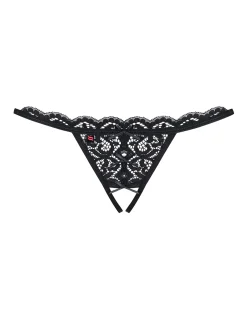 Obsessive - String en dentelle sans entrejambe - Noir