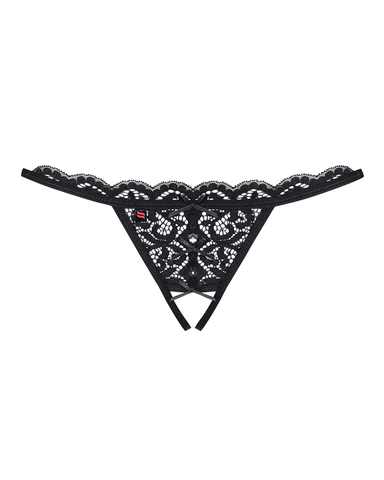 Obsessive - String en dentelle sans entrejambe - Noir