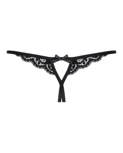 Obsessive - String en dentelle sans entrejambe - Noir