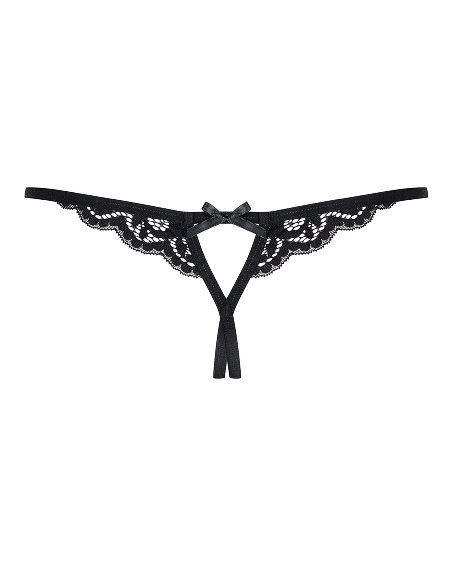 Obsessive - String en dentelle sans entrejambe - Noir