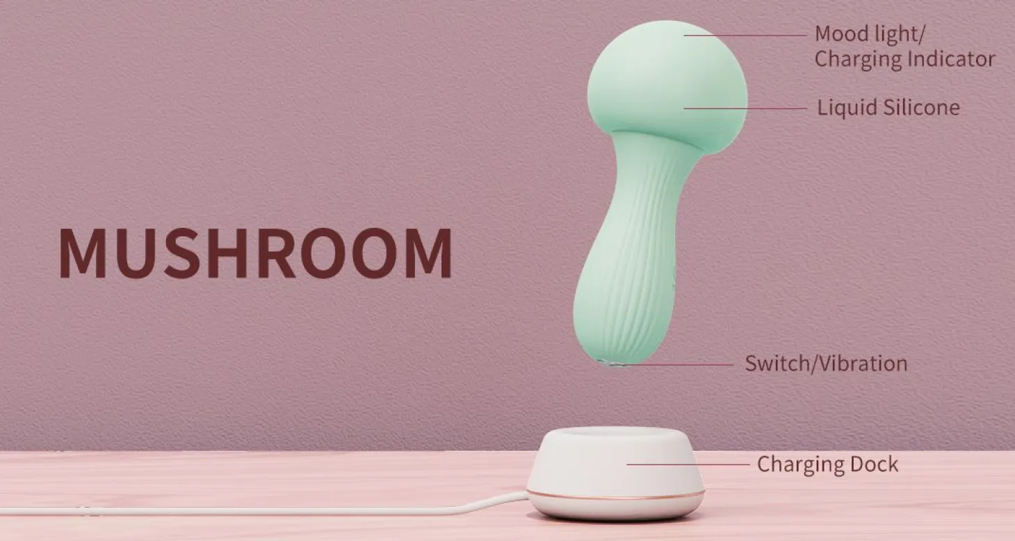 OTOUCH - Vibromasseur Wand Silicone Mushroom - Bleu-vert