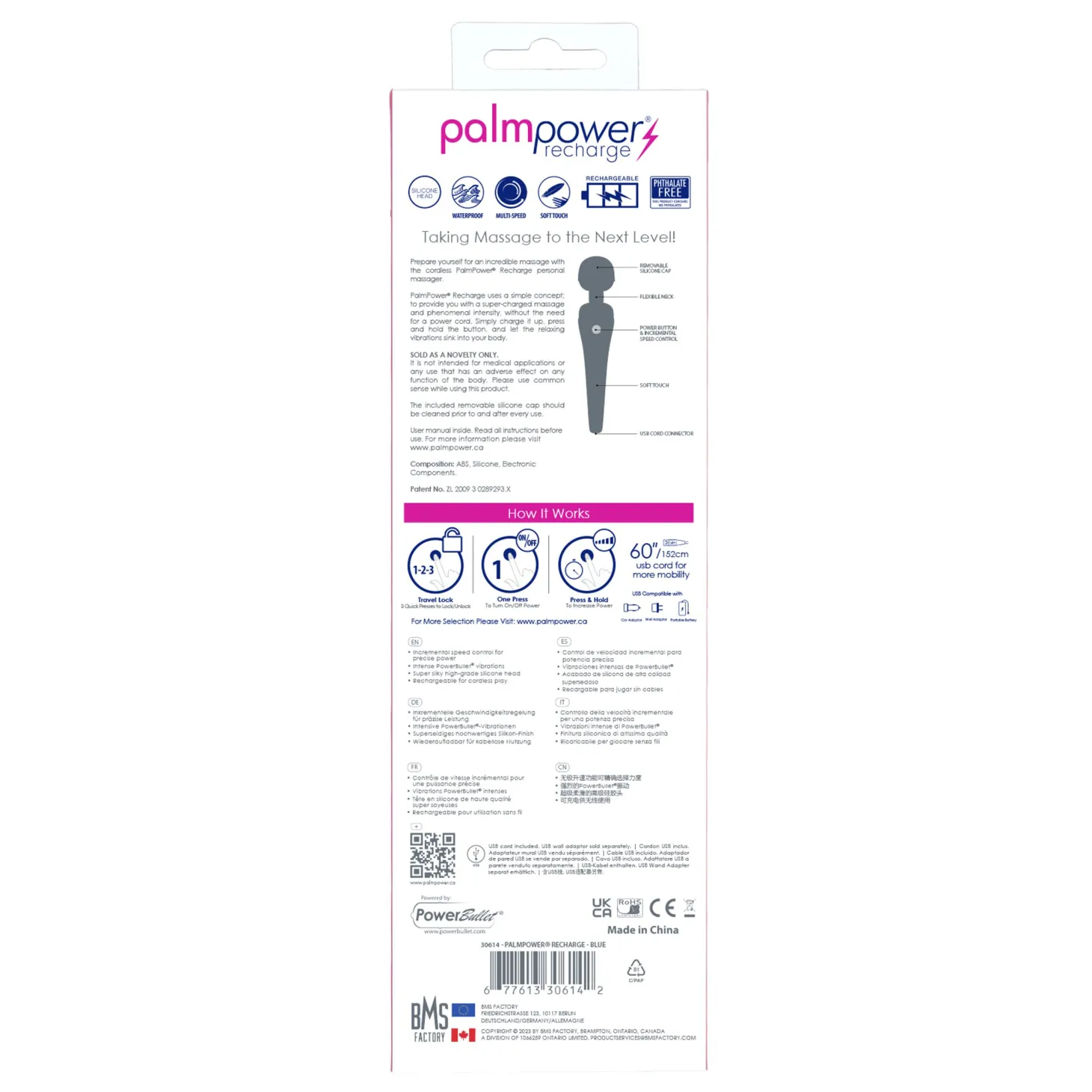 Palm Power – Vibromasseur Baguette de Massage Personnel - Bleu
