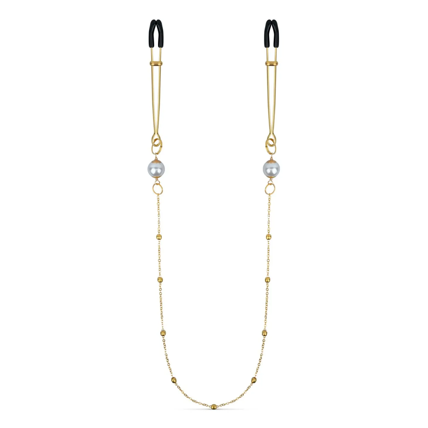 Pinces à mamelons dorées avec chaîne et perles