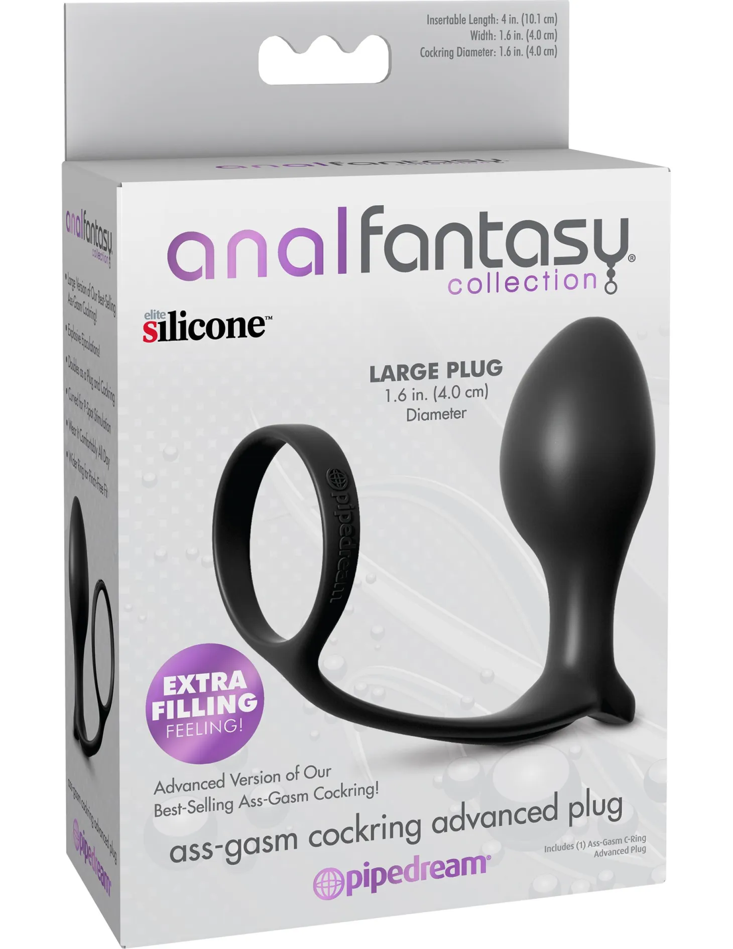 PIPEDREAM – Ass-Gasm Cockring avec Plug Vibrant – Noir