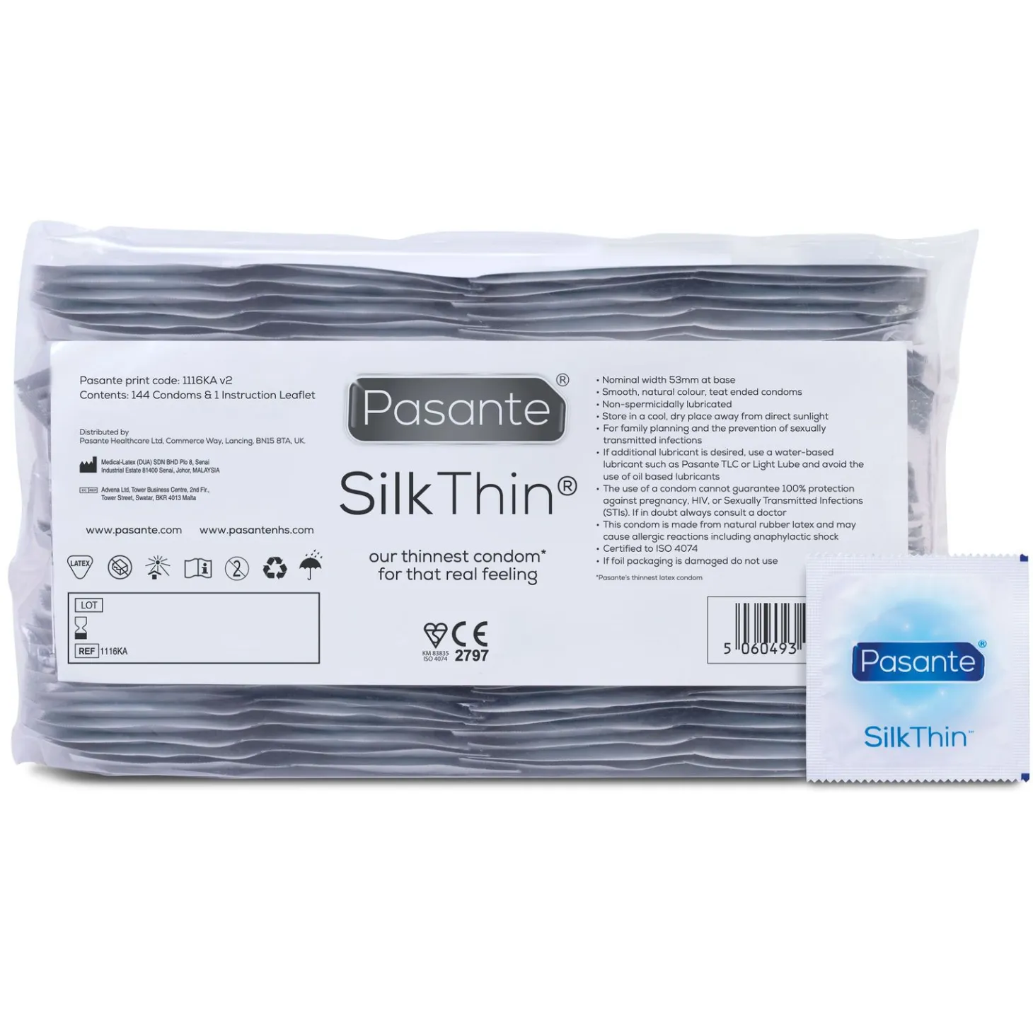 Préservatifs Silk Thin Pasante - 144 unités