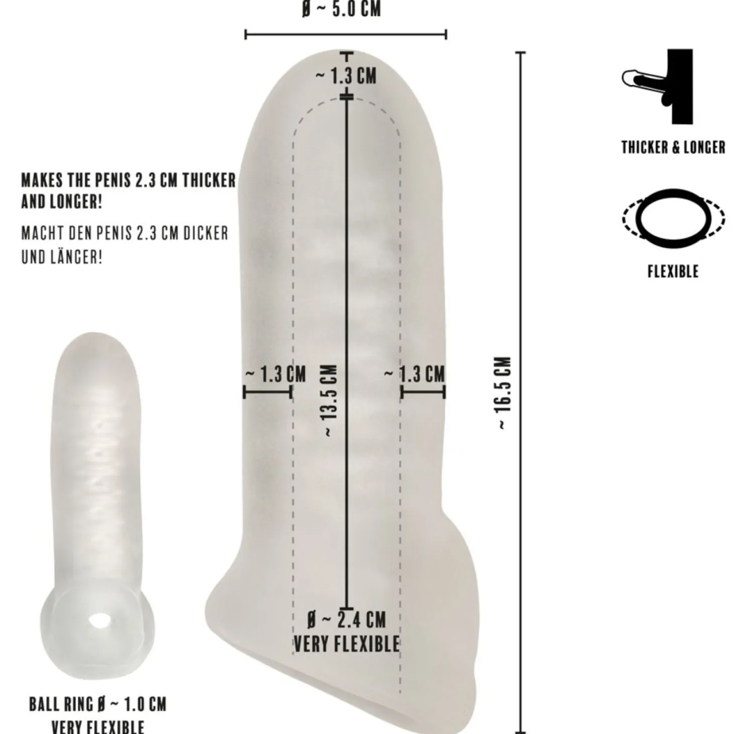 Rebel - Gaine Épaississante avec Anneau Scrotal - 16,5 cm