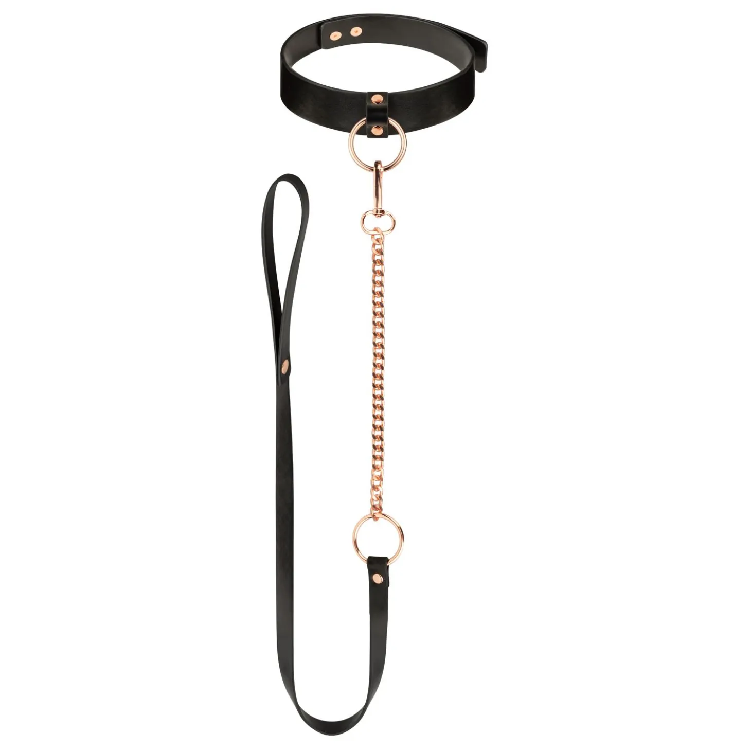 Rosy Gold - Collier avec laisse détachable - Noir