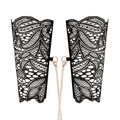 Rosy Gold - Menottes en Dentelle et Collier - Noir