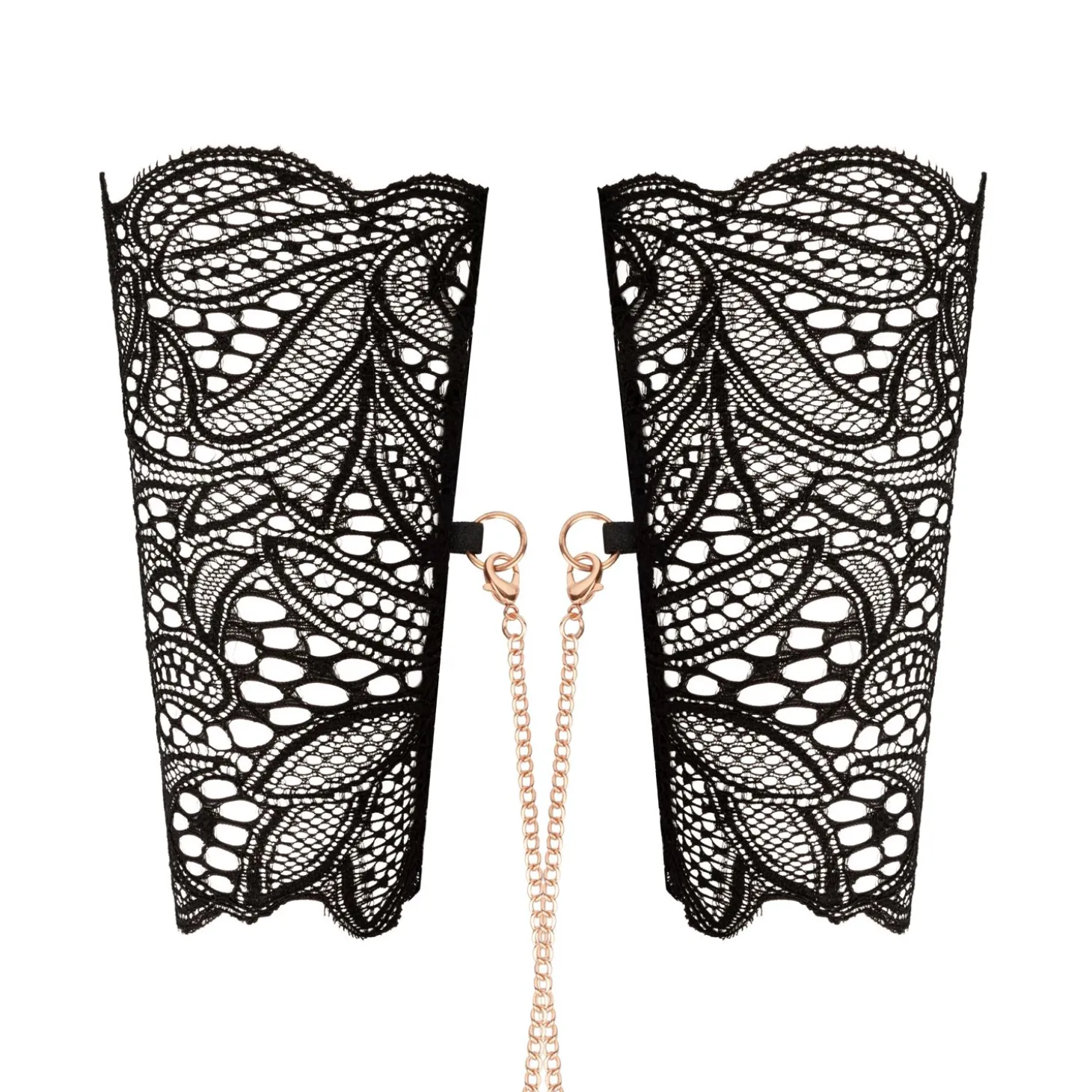 Rosy Gold - Menottes en Dentelle et Collier - Noir