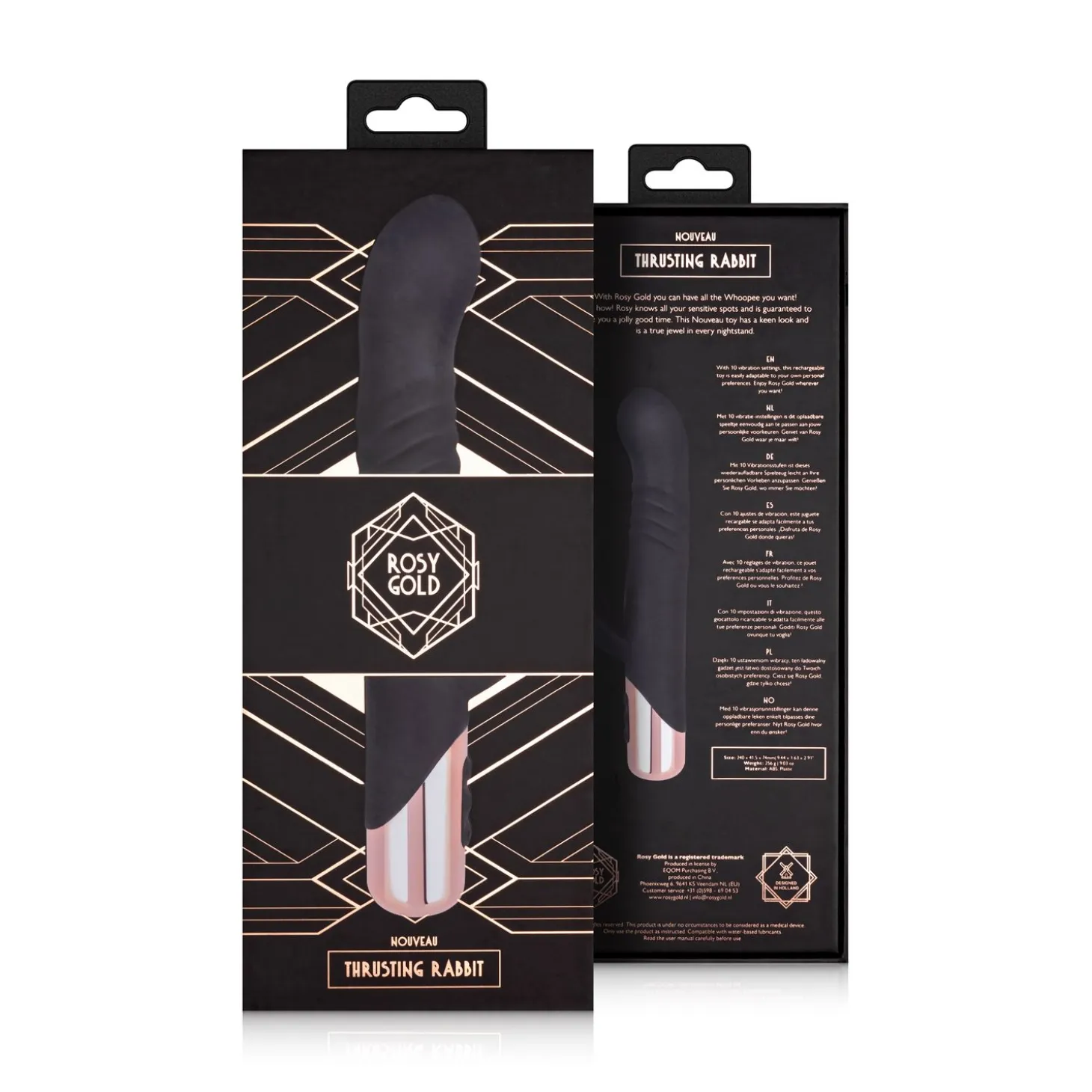 Rosy Gold - Rabbit Vibrateur avec fonction de va-et-vient - Noir