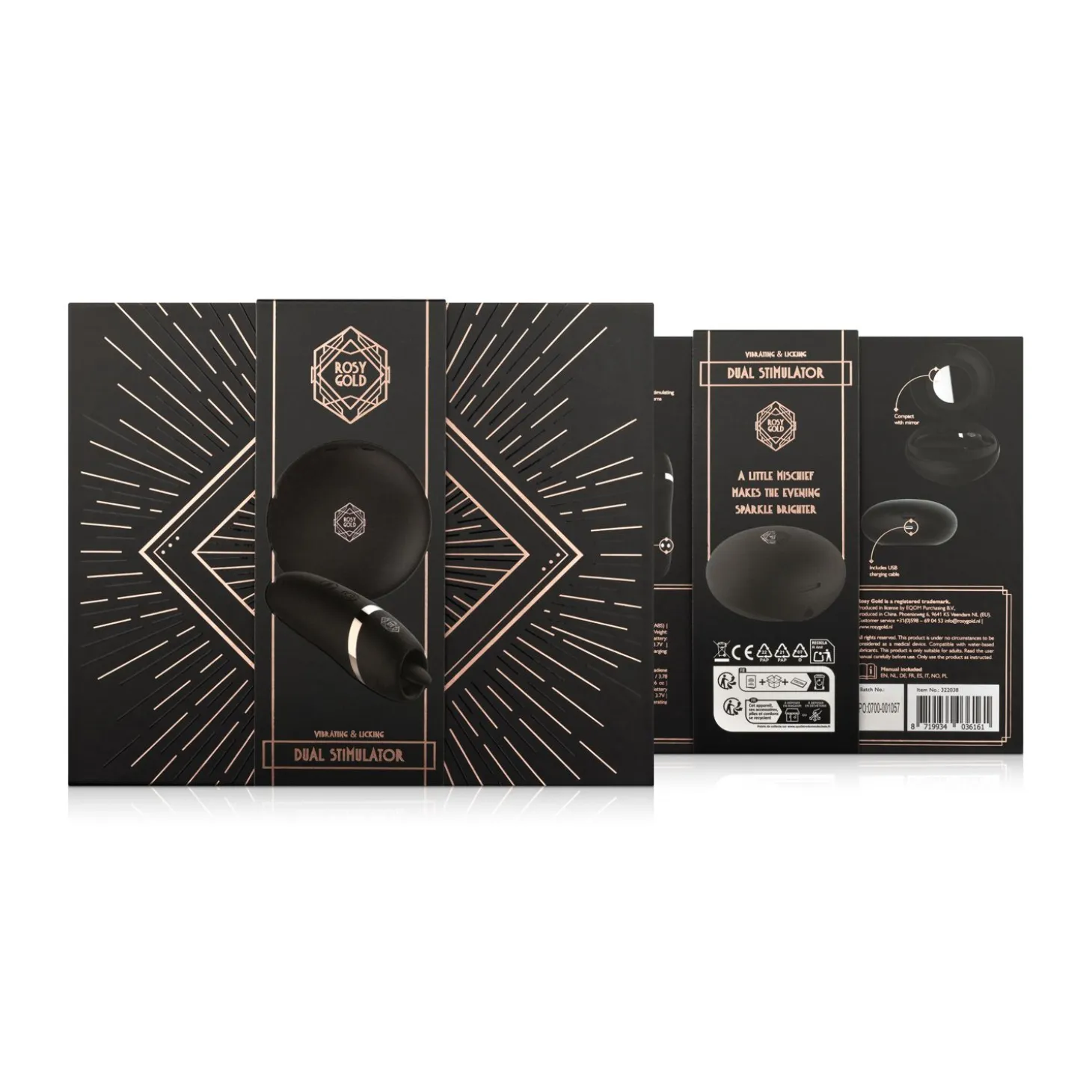 Rosy Gold – Stimulateur Léchage avec Boîtier Luxe – Noir