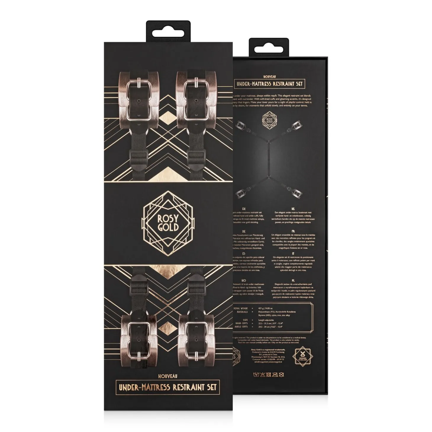 Rosy Gold - Under-Mattress Restraint Set - Noir