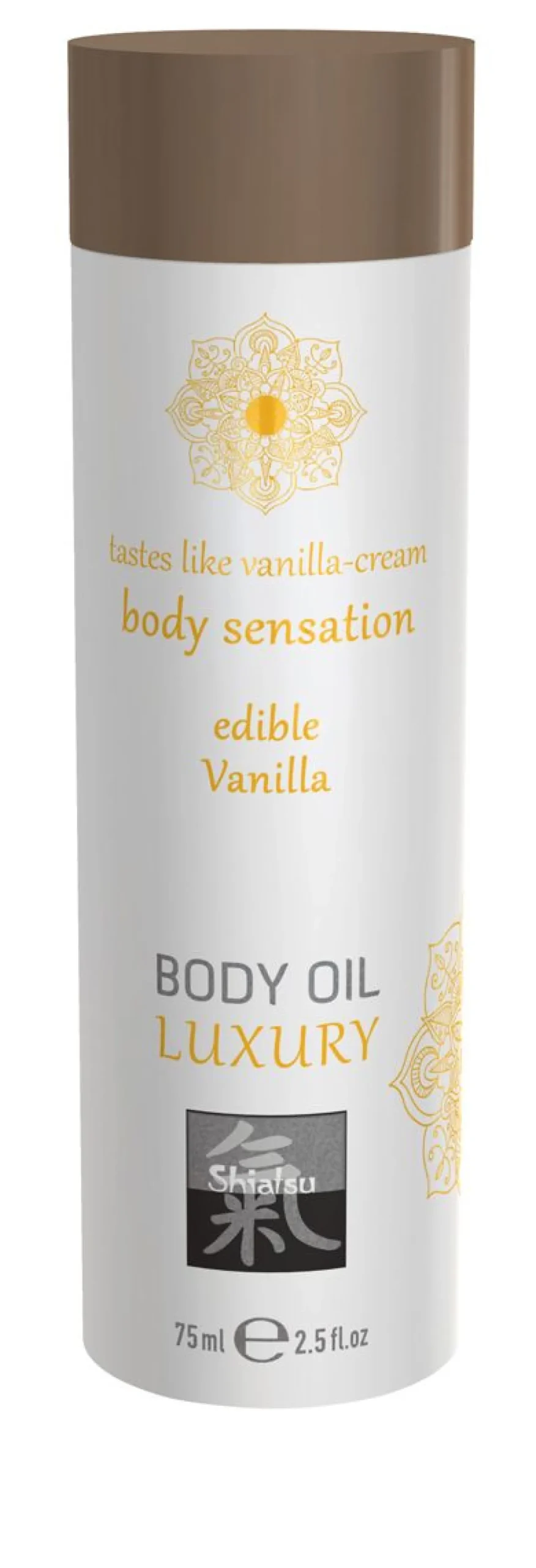 Shiatsu - Huile corporelle de luxe comestible à la vanille - 75 ml