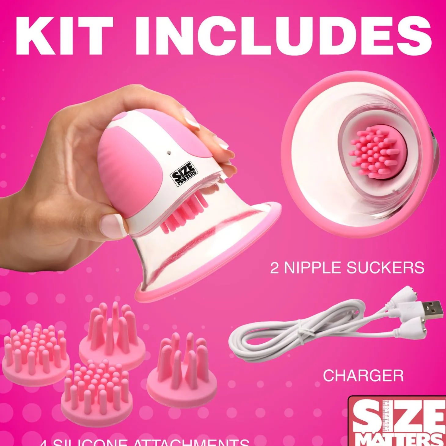 SIZE MATTERS - Stimulateurs de Mamelons - 4 Embouts