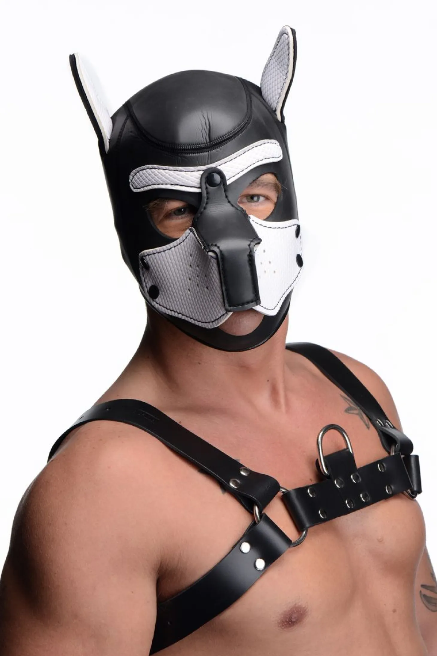 Spike Puppy BDSM Hood - Noir/Blanc