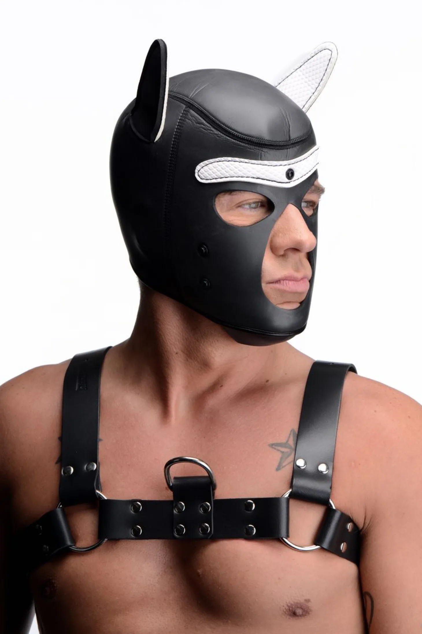 Spike Puppy BDSM Hood - Noir/Blanc