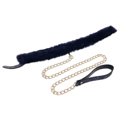 Sportsheets - Collier et Laisse en Fourrure Cougar - Noir