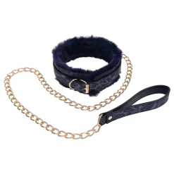 Sportsheets - Collier et Laisse en Fourrure Cougar - Noir