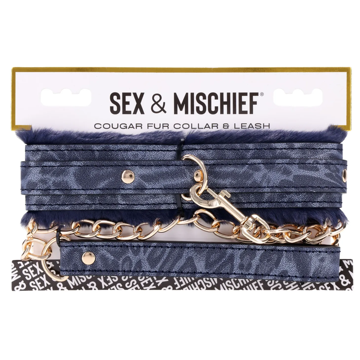 Sportsheets - Collier et Laisse en Fourrure Cougar - Noir