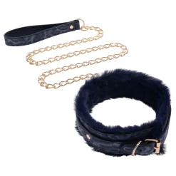 Sportsheets - Collier et Laisse en Fourrure Cougar - Noir