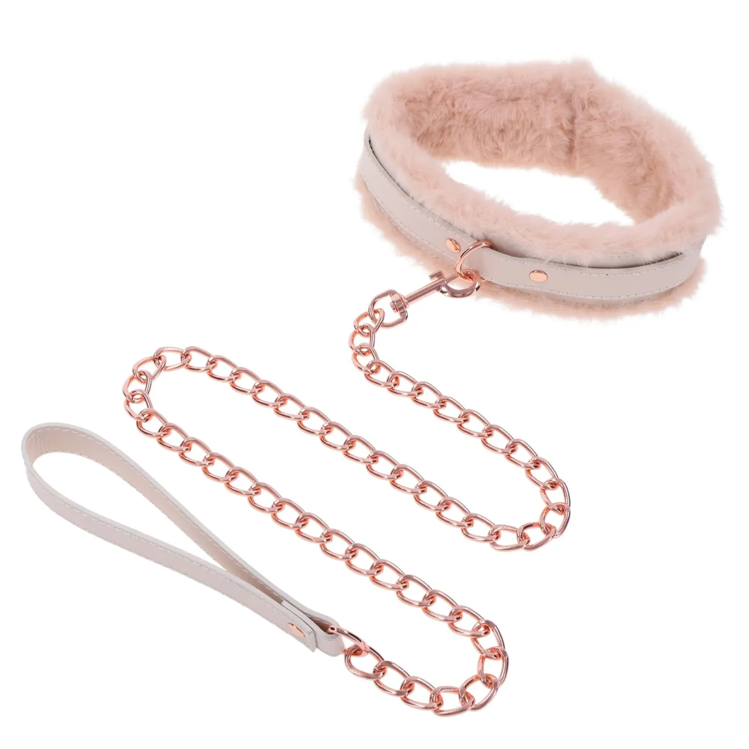 Sportsheets – S&M Peaches ‘n CreaMe Collier en Fourrure & Laisse – Crème