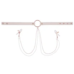 Sportsheets – S&M Peaches ‘n CreaMe Collier avec Pinces à Tétons – Cream
