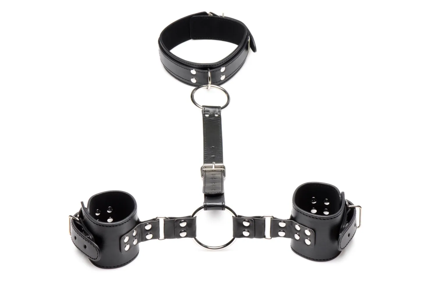 Strict - Ensemble de retenue avec collier et menottes - Noir