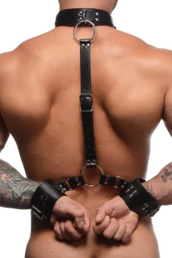 Strict - Ensemble de retenue avec collier et menottes - Noir