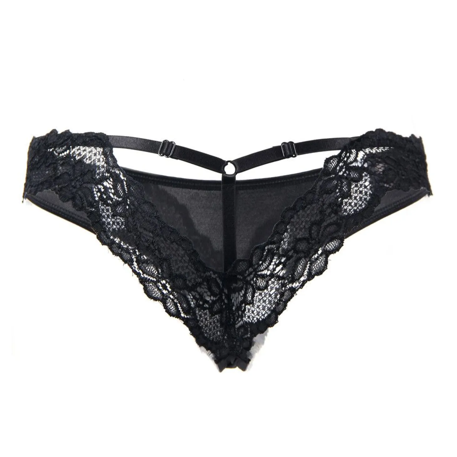 String avec dentelle - Noir