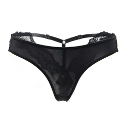 String avec dentelle - Noir