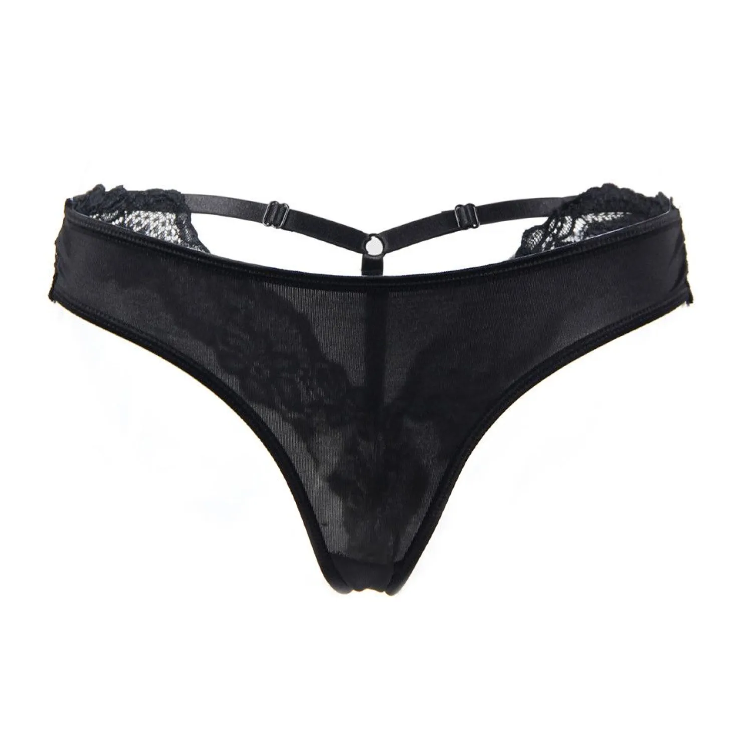 String avec dentelle - Noir