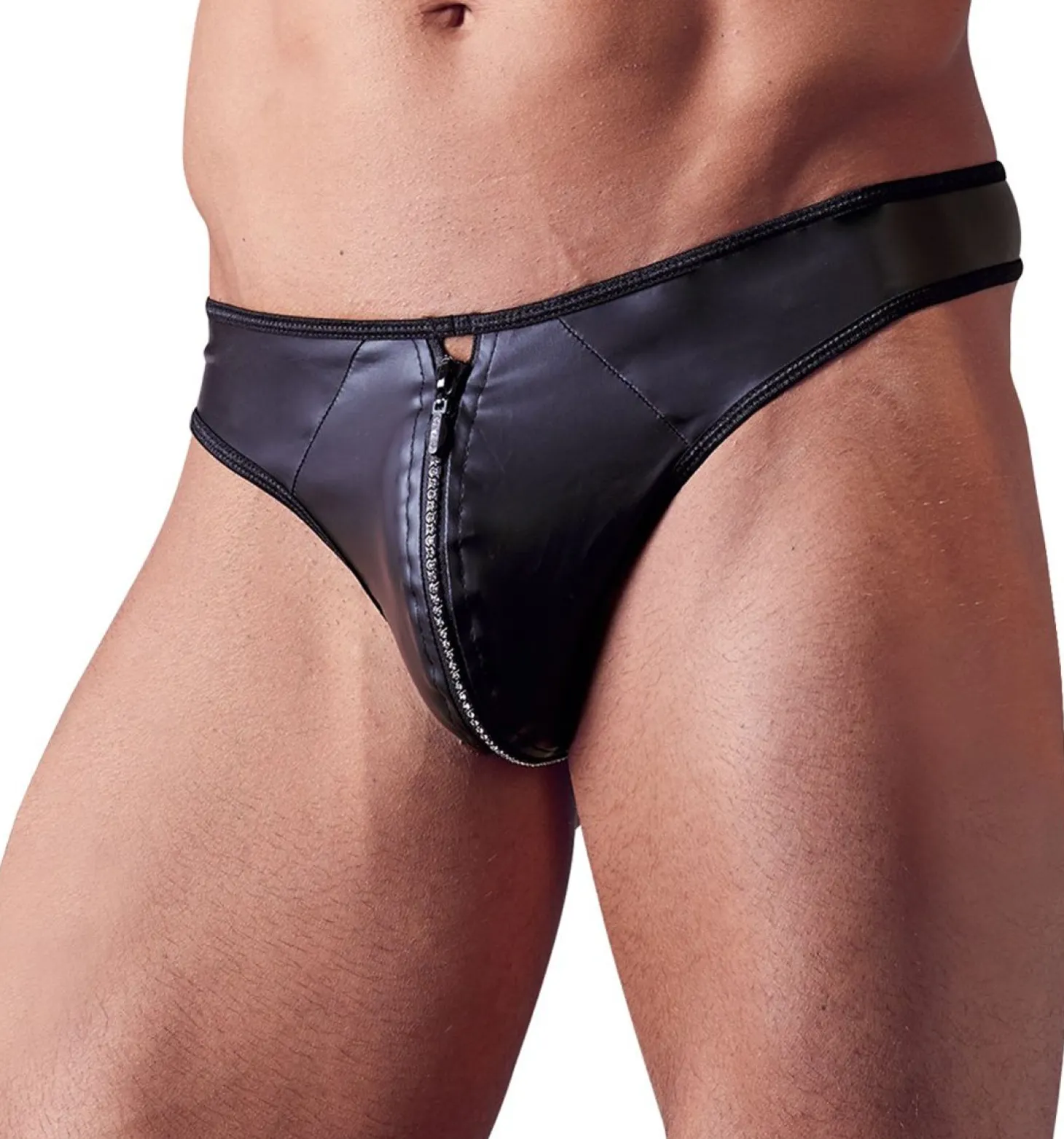 String en G pour hommes avec fermeture éclair en strass