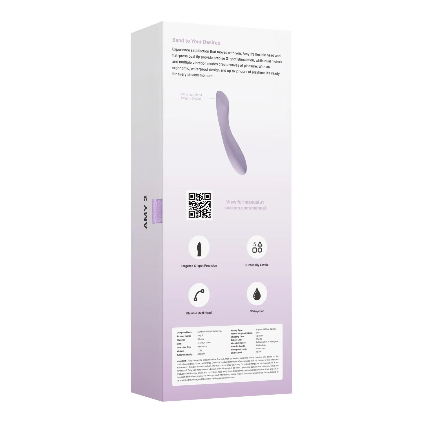 SVAKOM - Amy 2 - Vibromasseur Point G - Lilas